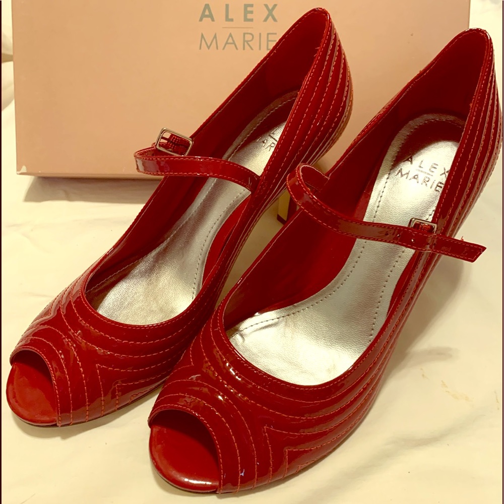 Alex Marie Peep Toe Red Heels